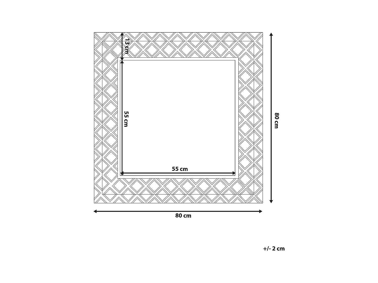 Silberner Wandspiegel in quadratischer Form 80 x 80 cm Evettes