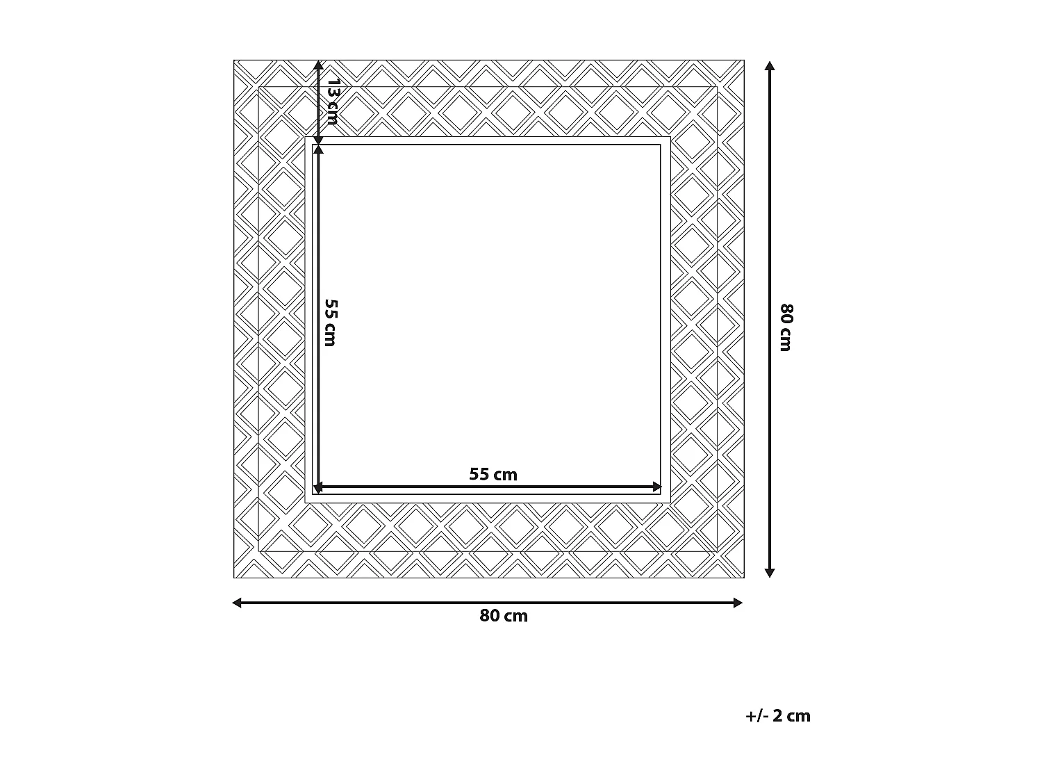 Silberner Wandspiegel in quadratischer Form 80 x 80 cm Evettes