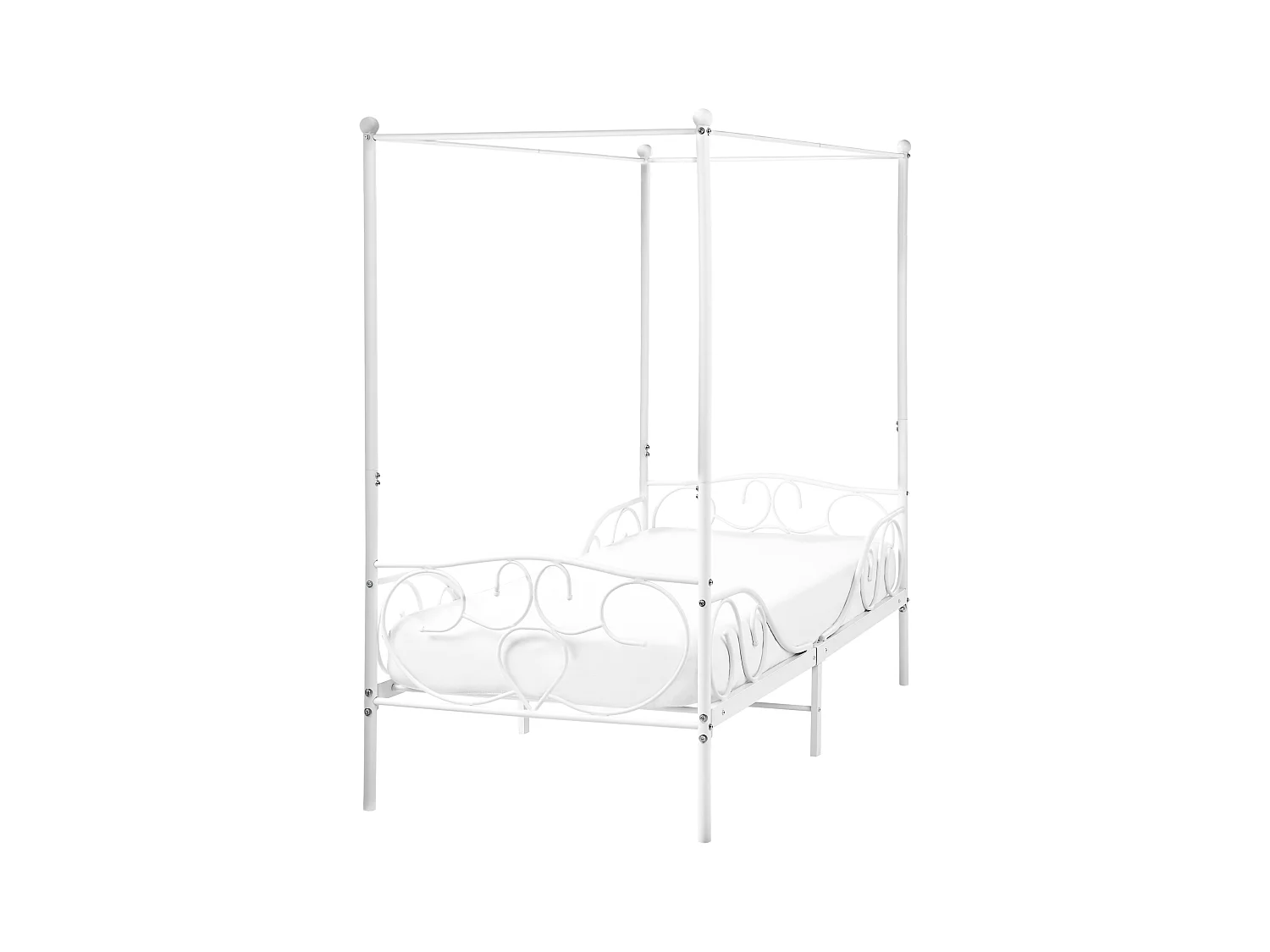 Himmelbett Metall SORMERY 90 x 200 cm Weiss