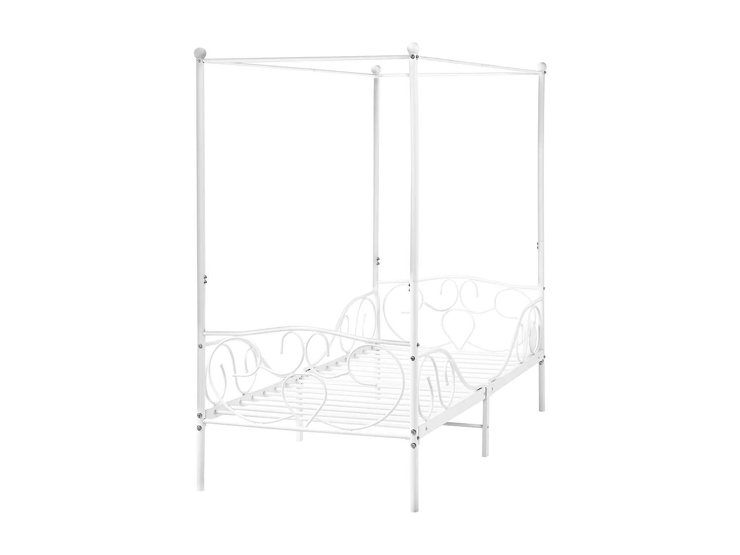 Lit à baldaquin Métal SORMERY 90 x 200 cm Blanc