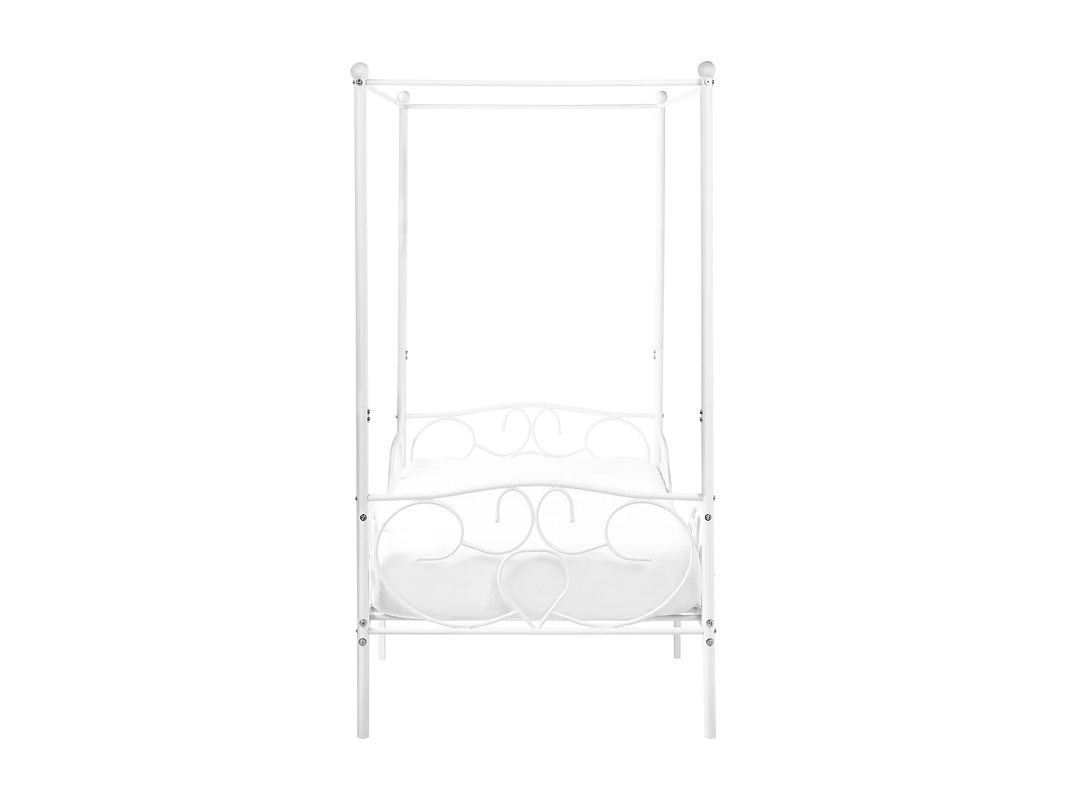 Lit à baldaquin Métal SORMERY 90 x 200 cm Blanc