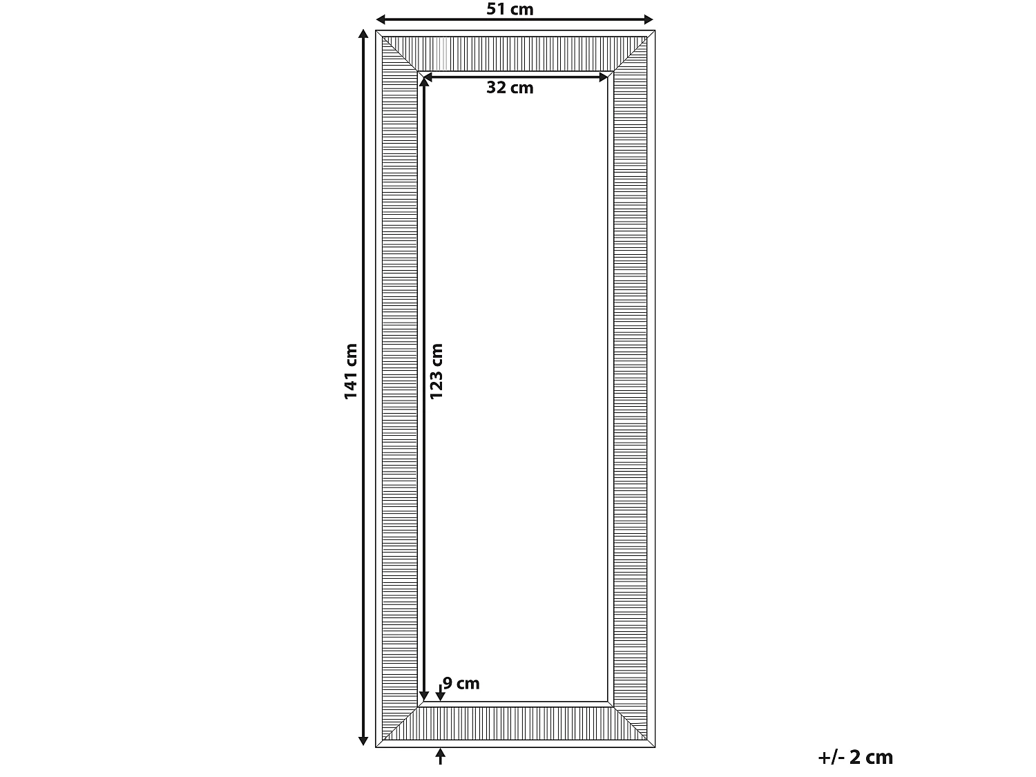 Miroir CASSIS 51 cm 141 cm Doré