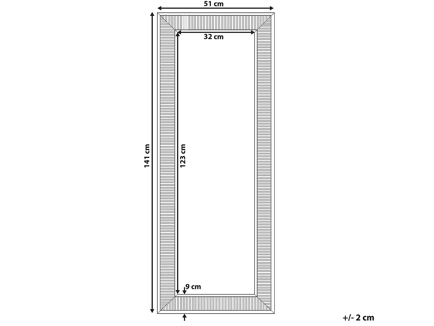 Miroir CASSIS 51 cm 141 cm Doré