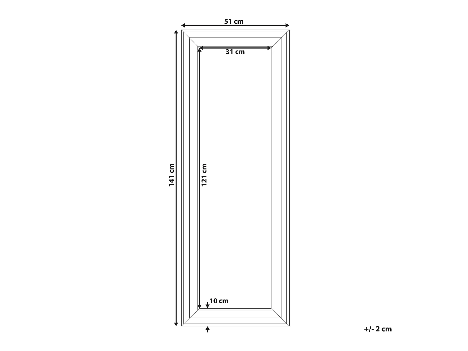 Miroir LUNEL 51 cm 141 cm Noir