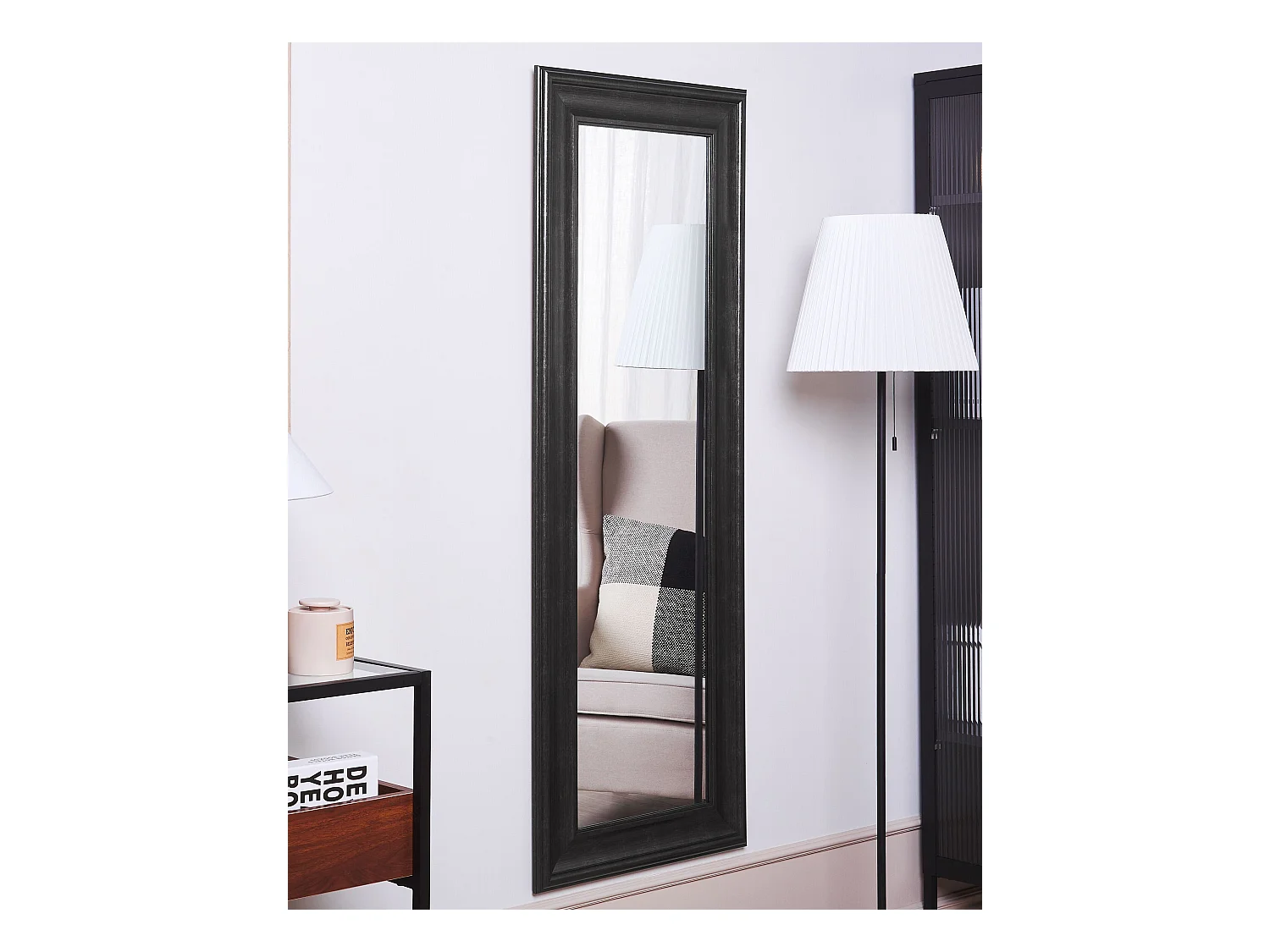 Wandspiegel schwarz 51x141 cm Holzoptik Lunel