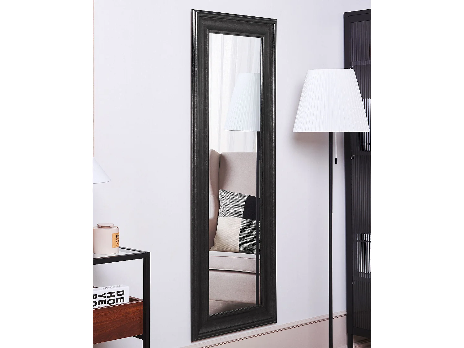 Wandspiegel schwarz 51x141 cm Holzoptik Lunel