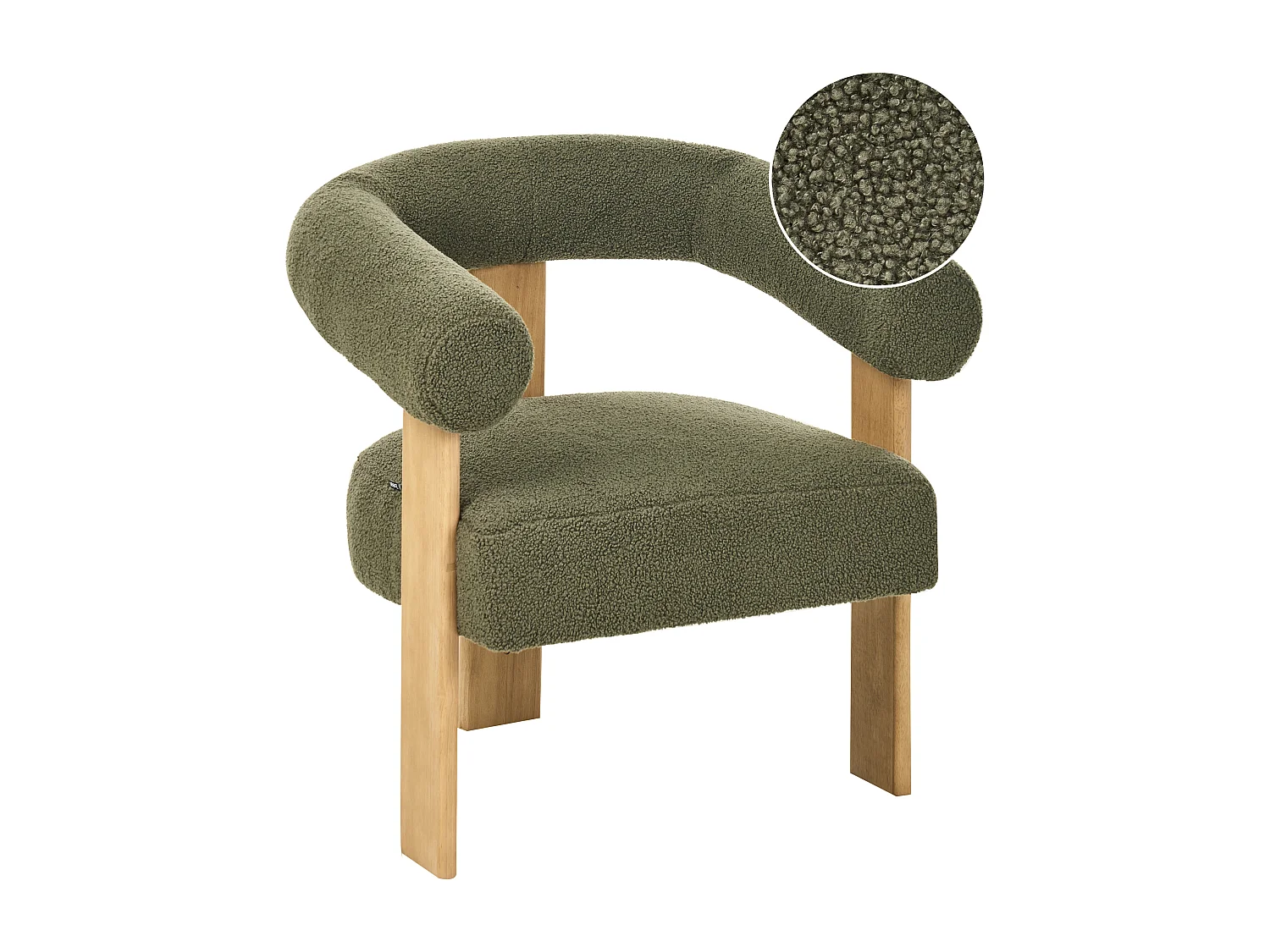 Fauteuil ILBRO Bouclé Vert/marron clair