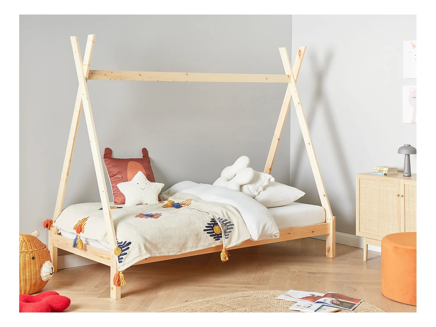 Lit d'enfant Tipi Bois de pin DEVAY 90 x 200 cm Marron clair