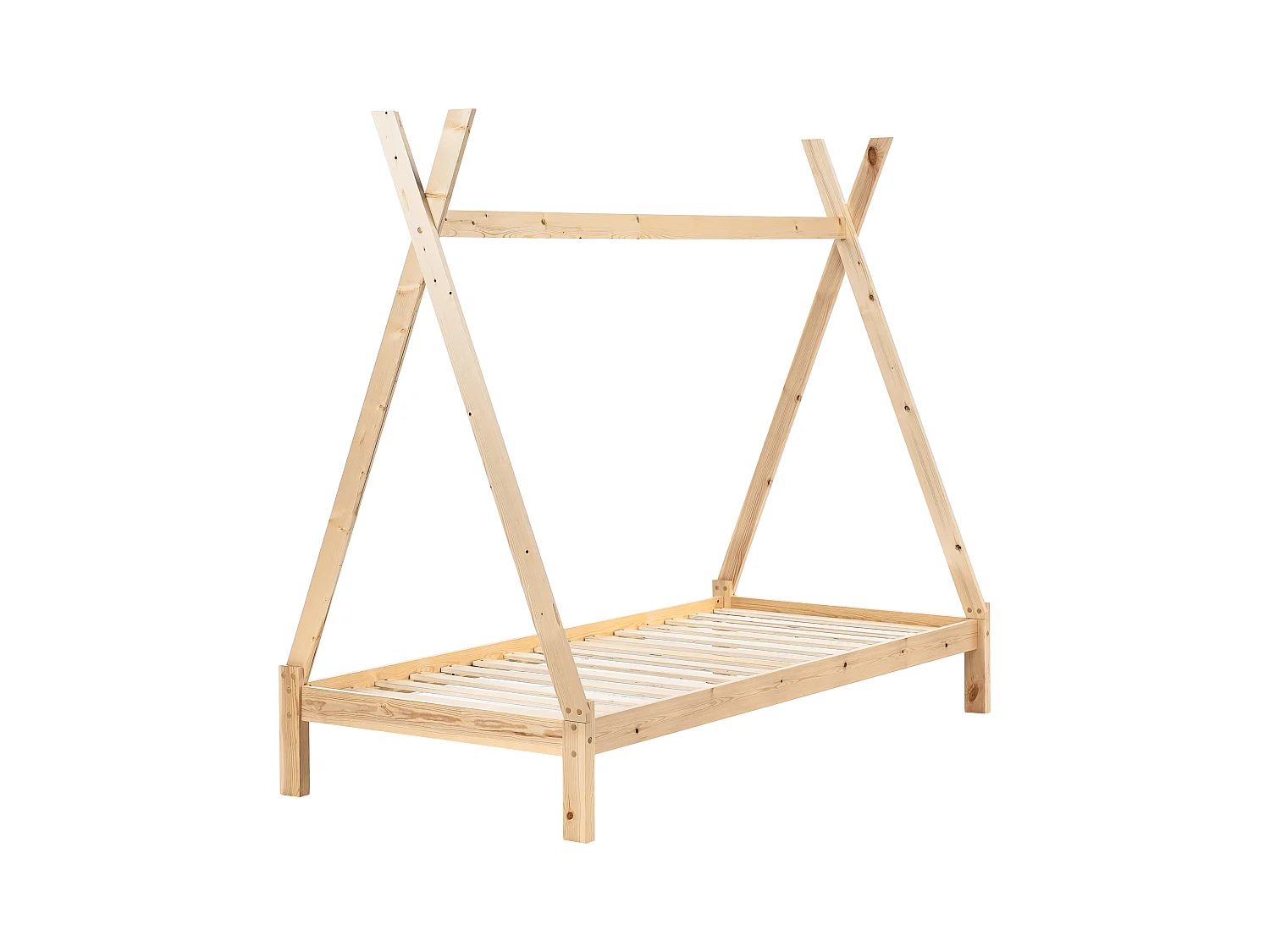 Lit d'enfant Tipi Bois de pin DEVAY 90 x 200 cm Marron clair