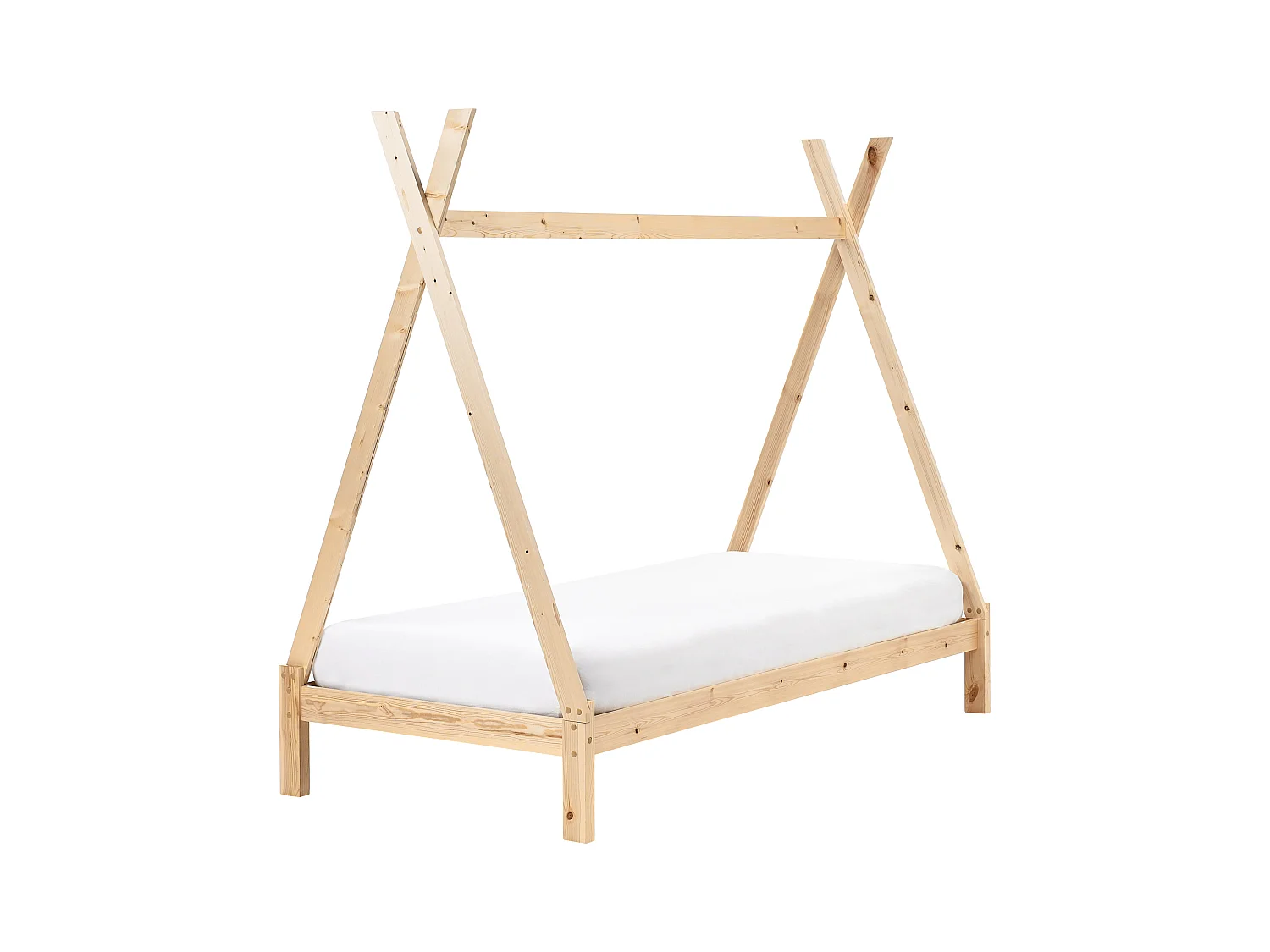 Lit d'enfant Tipi Bois de pin DEVAY 90 x 200 cm Marron clair