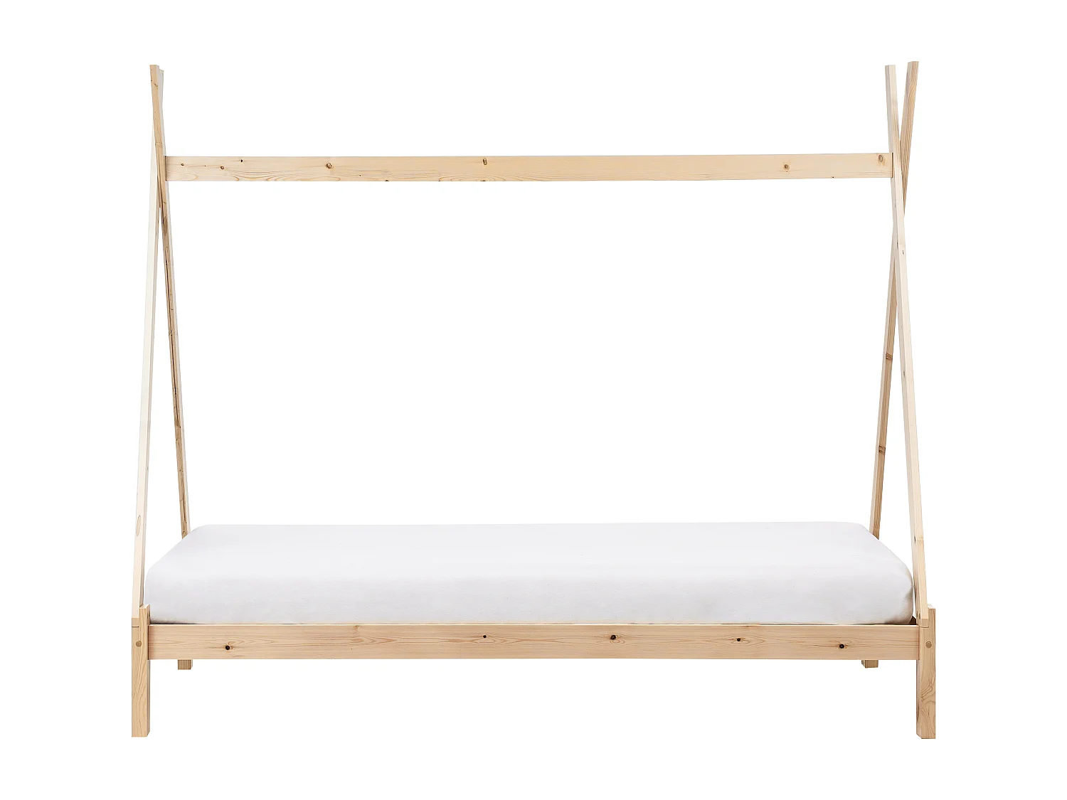 Tipi-Kinderbett Kiefernholz hellbraun Lattenrost 90 x 200 cm DEVAY