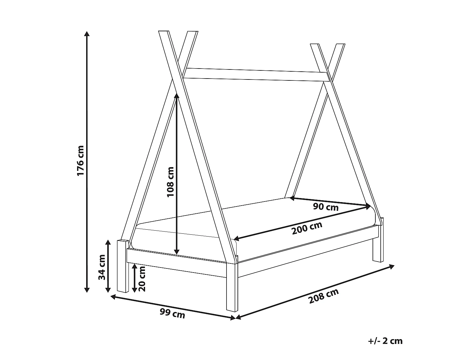 Lit enfant tipi 90 x 200 cm en bois clair DEVAY