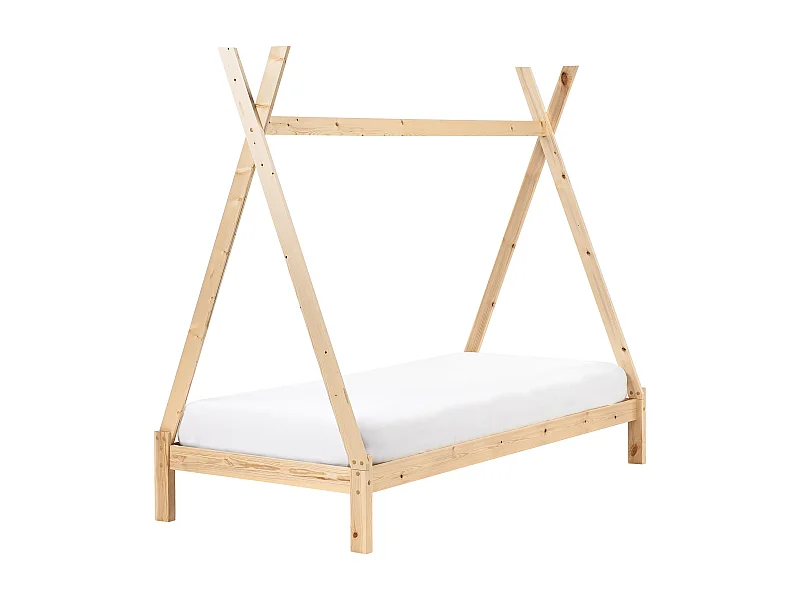 Tipi-Kinderbett Kiefernholz hellbraun Lattenrost 90 x 200 cm DEVAY