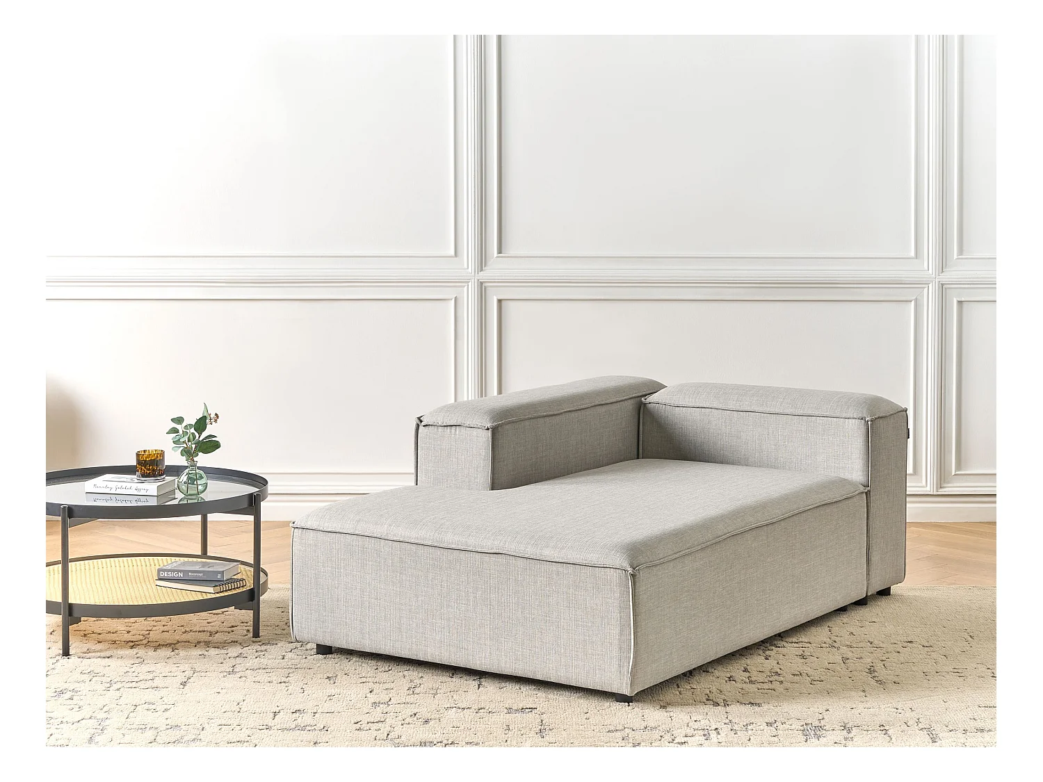Chaise longue côté droit ARDAL Tissu Gris clair