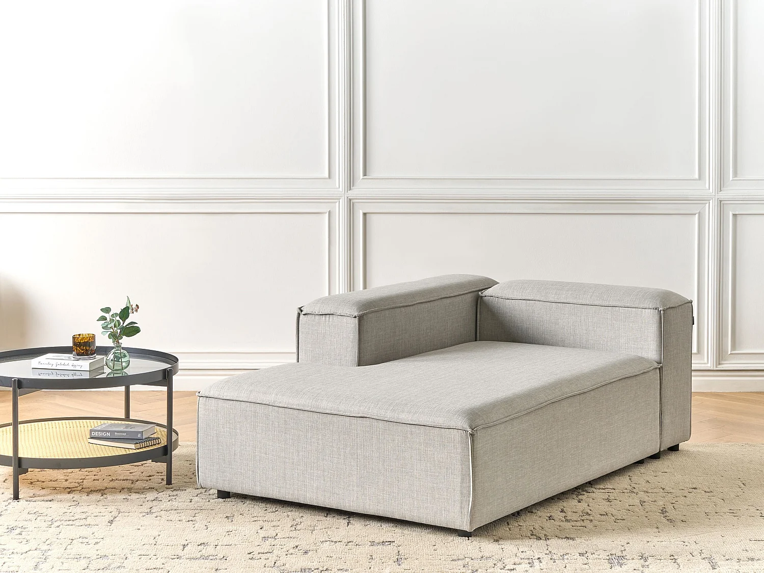Chaise longue côté droit ARDAL Tissu Gris clair