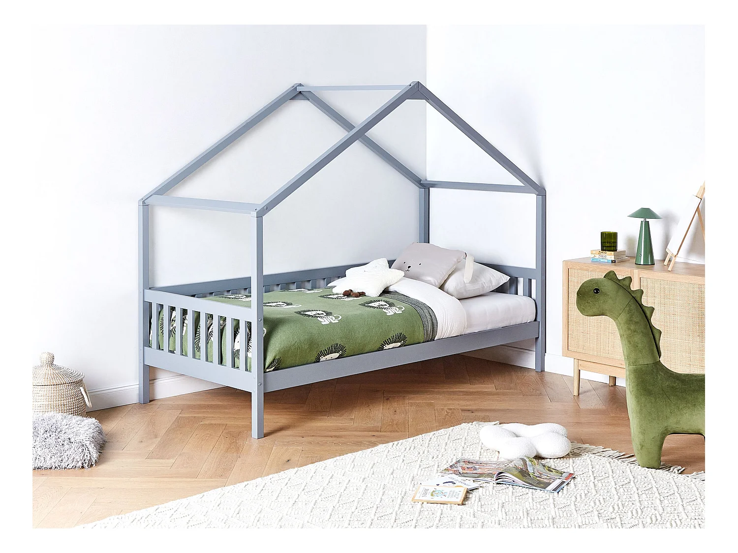 Letto per bambini legno grigio 90 x 200 cm CHARRIN