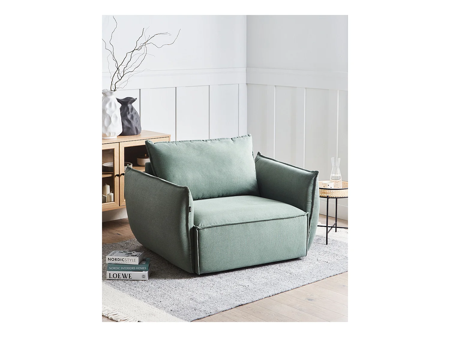 Fauteuil KUNES Tissu Vert clair