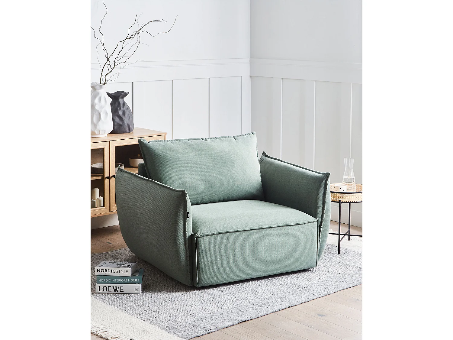 Fauteuil KUNES Tissu Vert clair