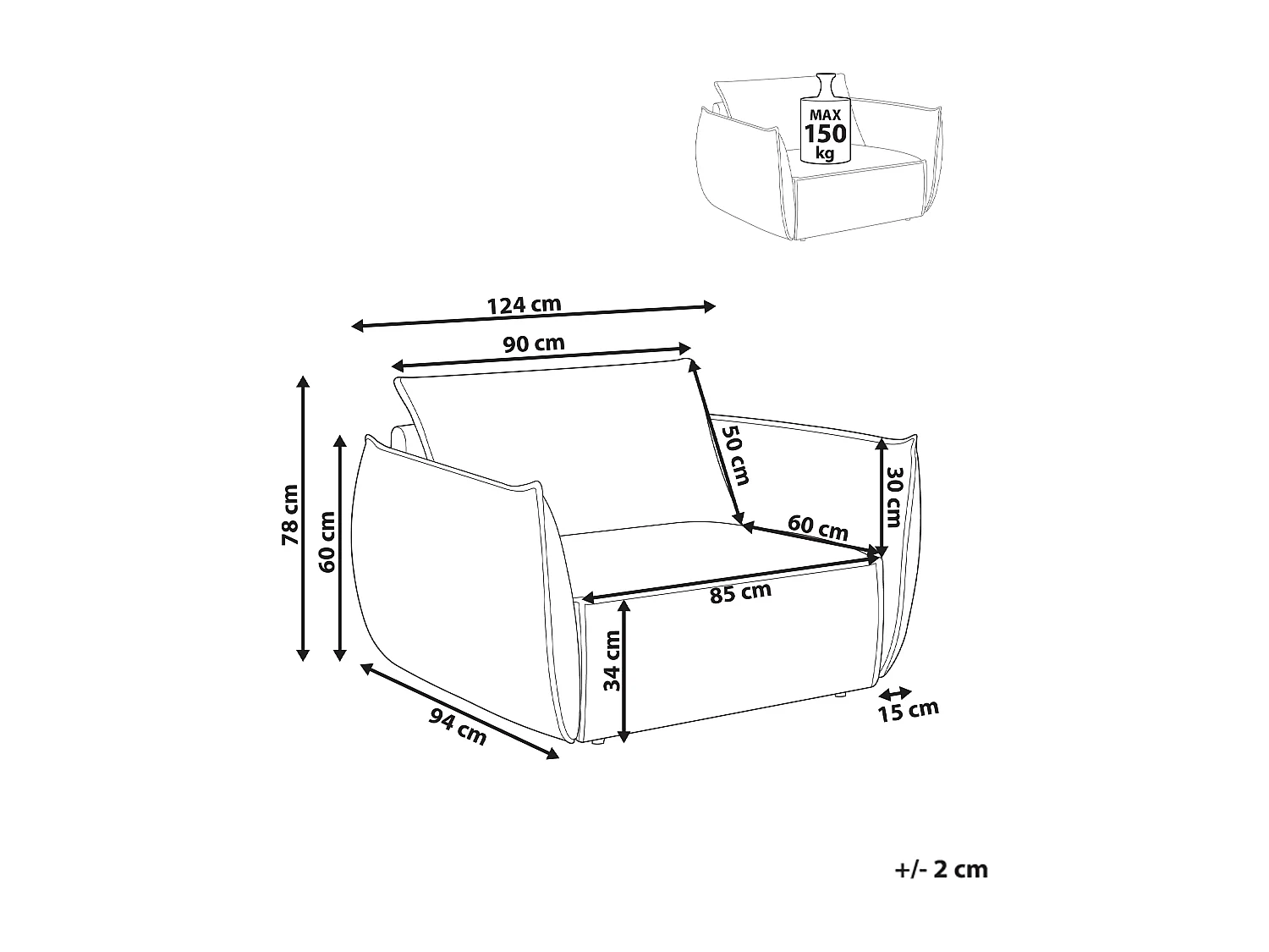 Sessel Stoff hell grün mit tiefem breitem Sitz Kissen gepolstert gemütlich Kunes