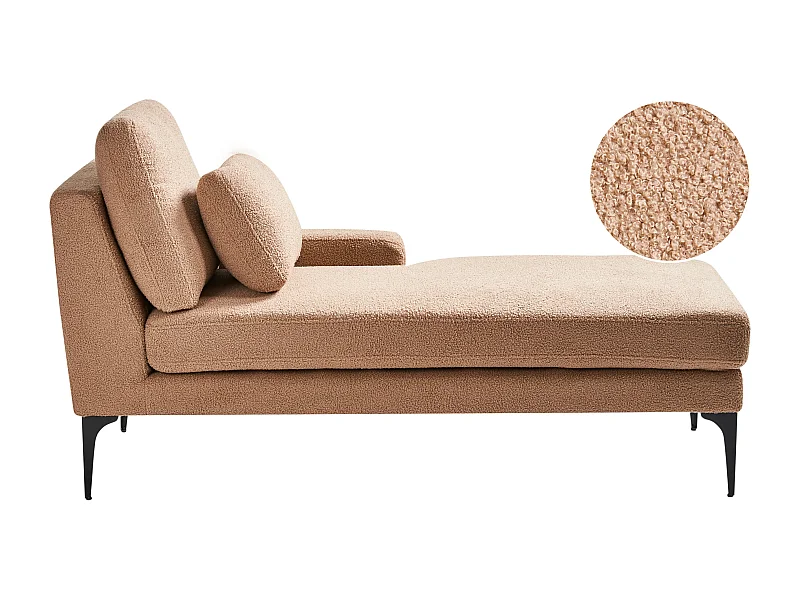 Chaise longue côté droite EWRON Bouclé Beige sable