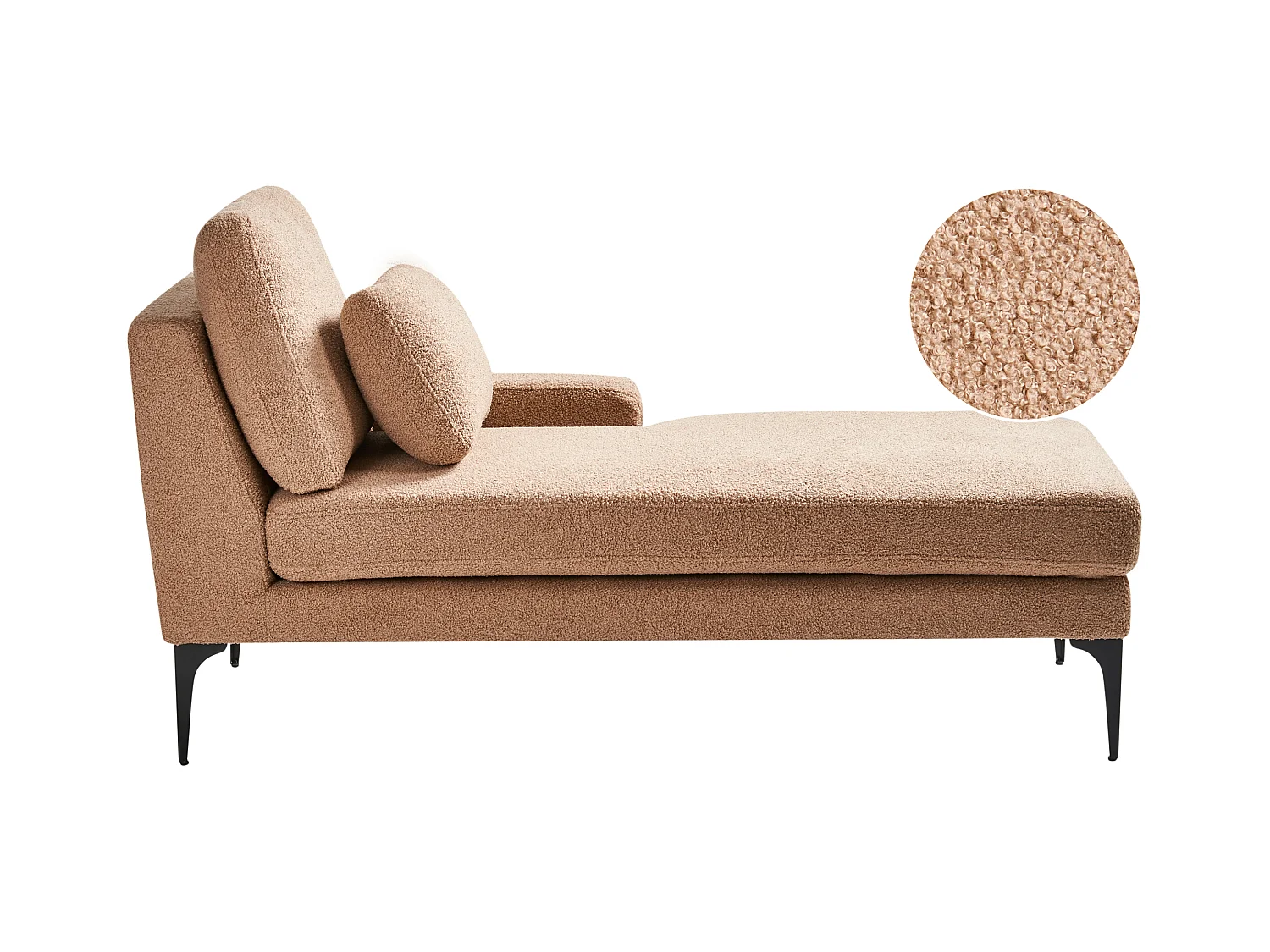 Chaise longue côté droite EWRON Bouclé Beige sable