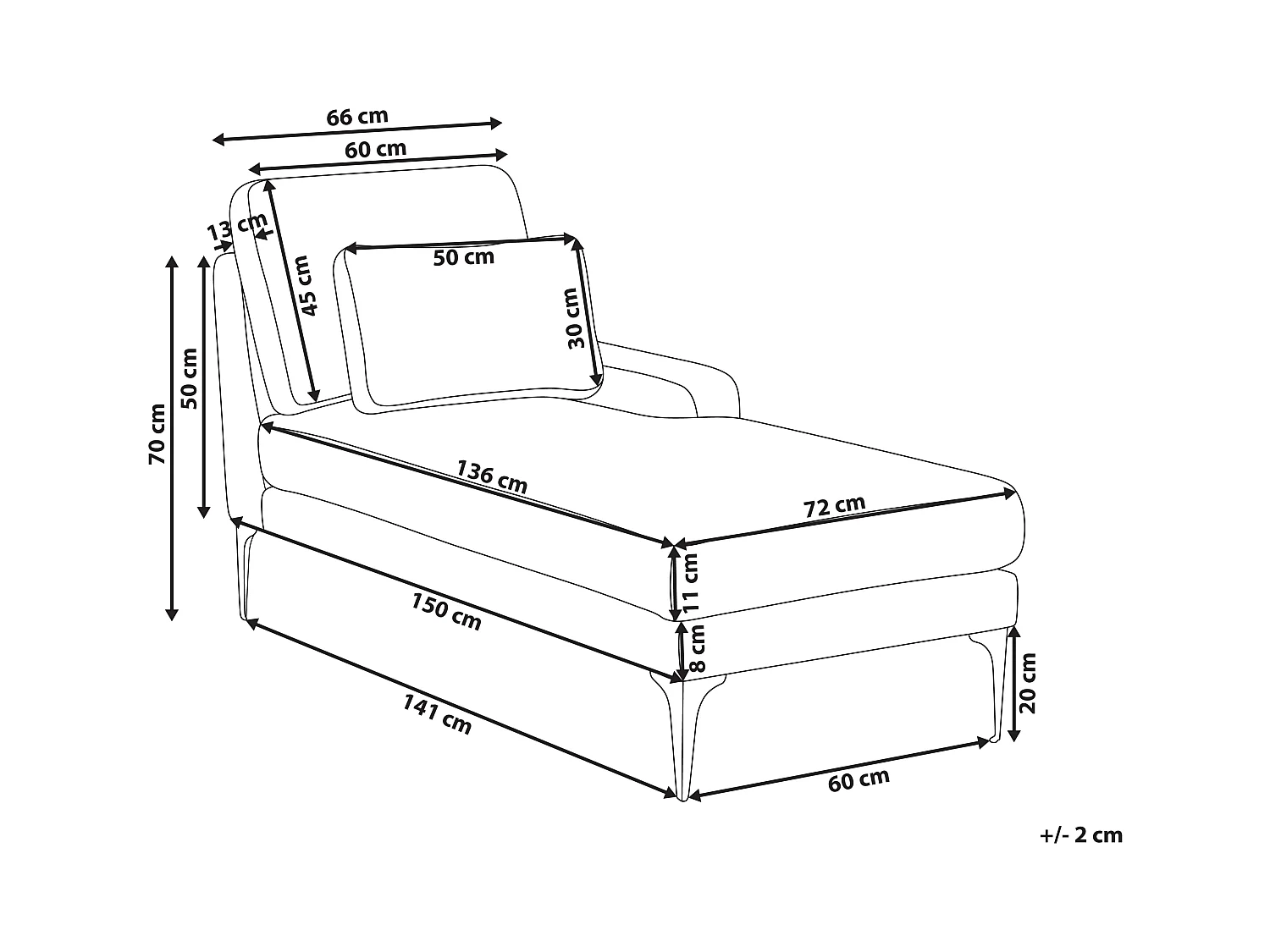Chaise longue côté droite EWRON Bouclé Beige sable