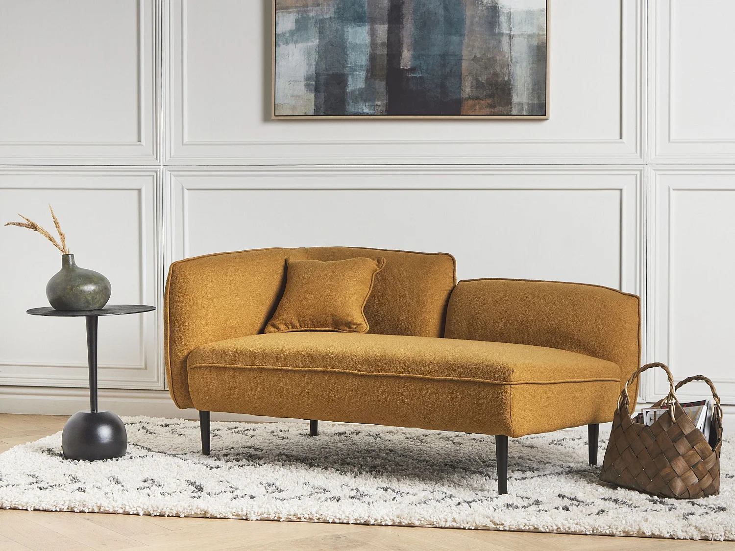 Chaise longue côté droite CHEVANNES Bouclé Moutarde