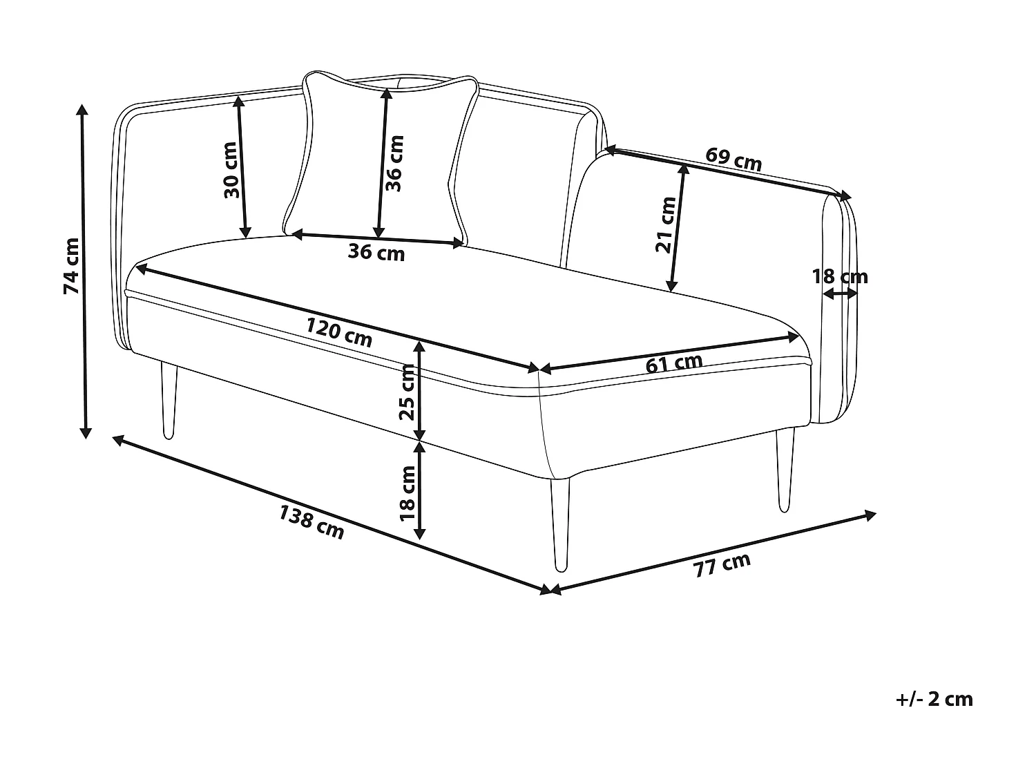 Chaise longue côté gauche CHEVANNES Bouclé Moutarde