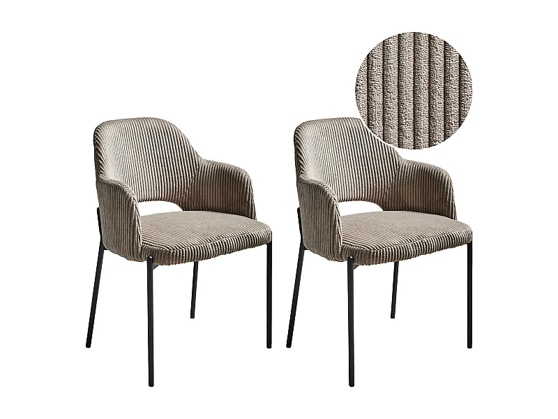 Zestaw 2 krzeseł do jadalni RATON Sztruks Beżowoszary