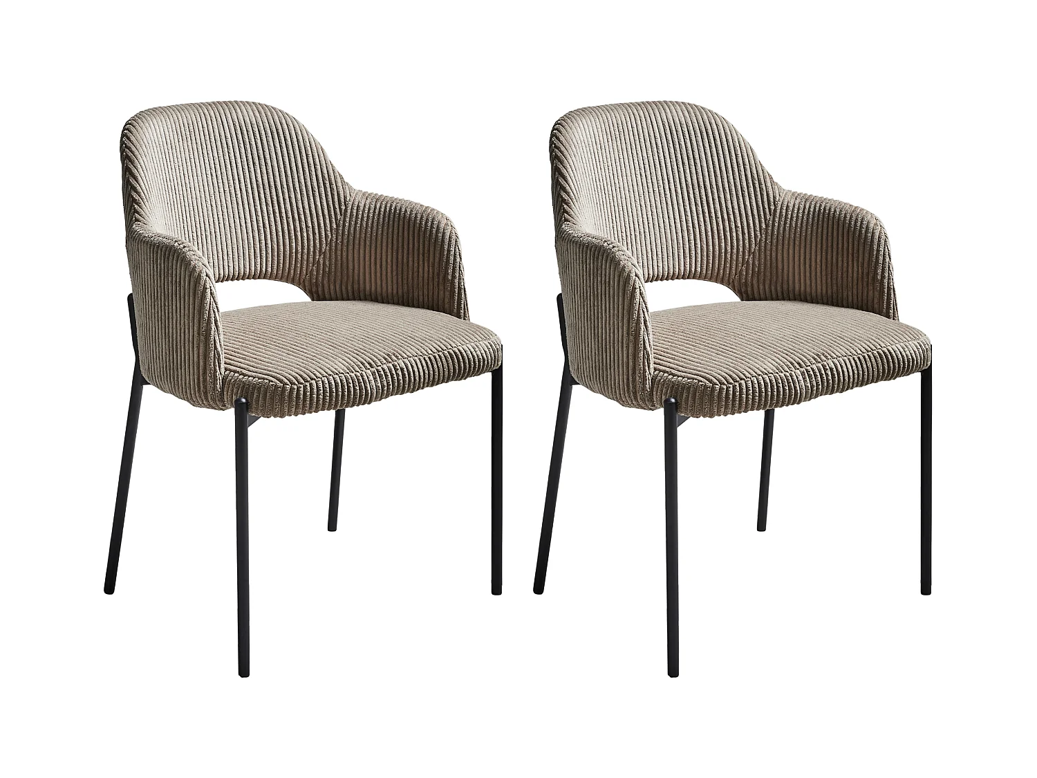 Lot de 2 chaises de salle à manger RATON Velours côtelé Taupe