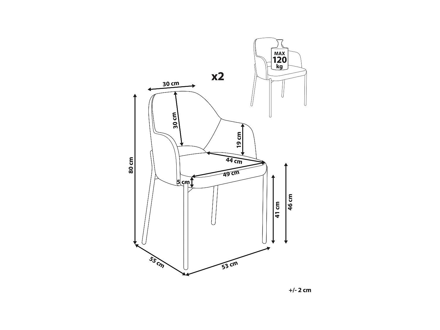 Zestaw 2 krzeseł do jadalni RATON Sztruks Beżowoszary