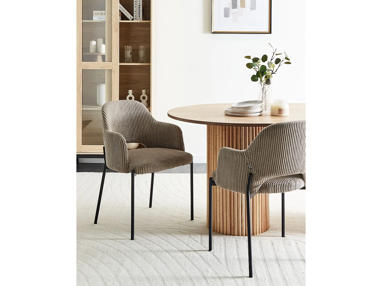 Set di 2 sedie da pranzo RATON Velluto a coste Tortora