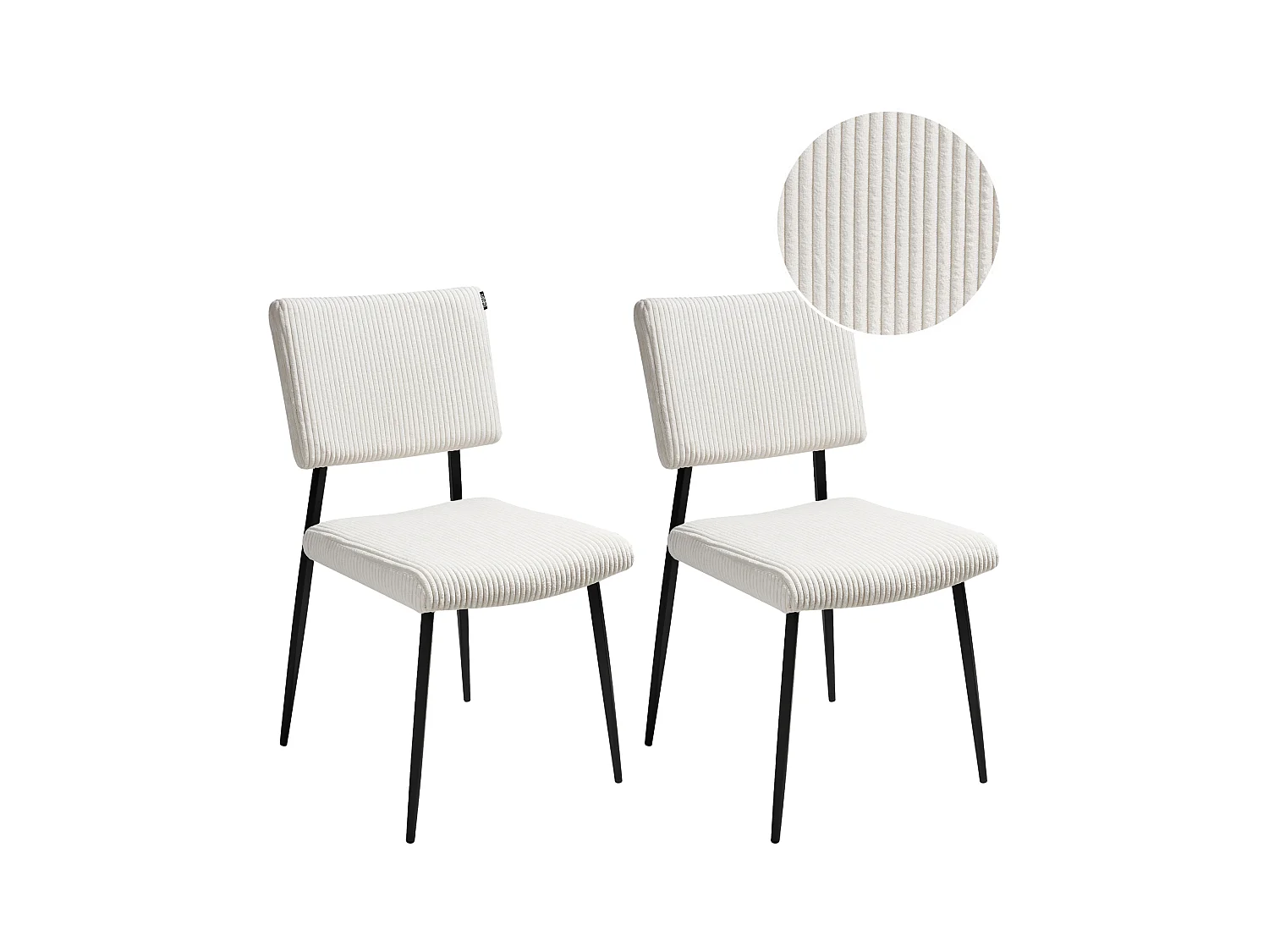 Lot de 2 chaises de salle à manger STURGIS Velours côtelé Blanc cassé