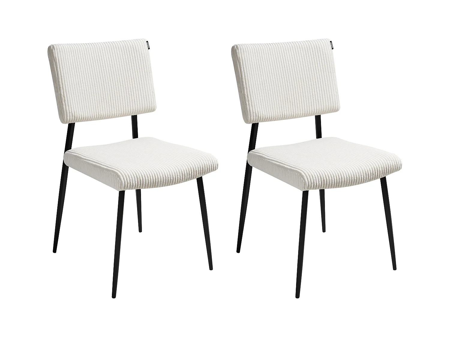 Lot de 2 chaises de salle à manger STURGIS Velours côtelé Blanc cassé