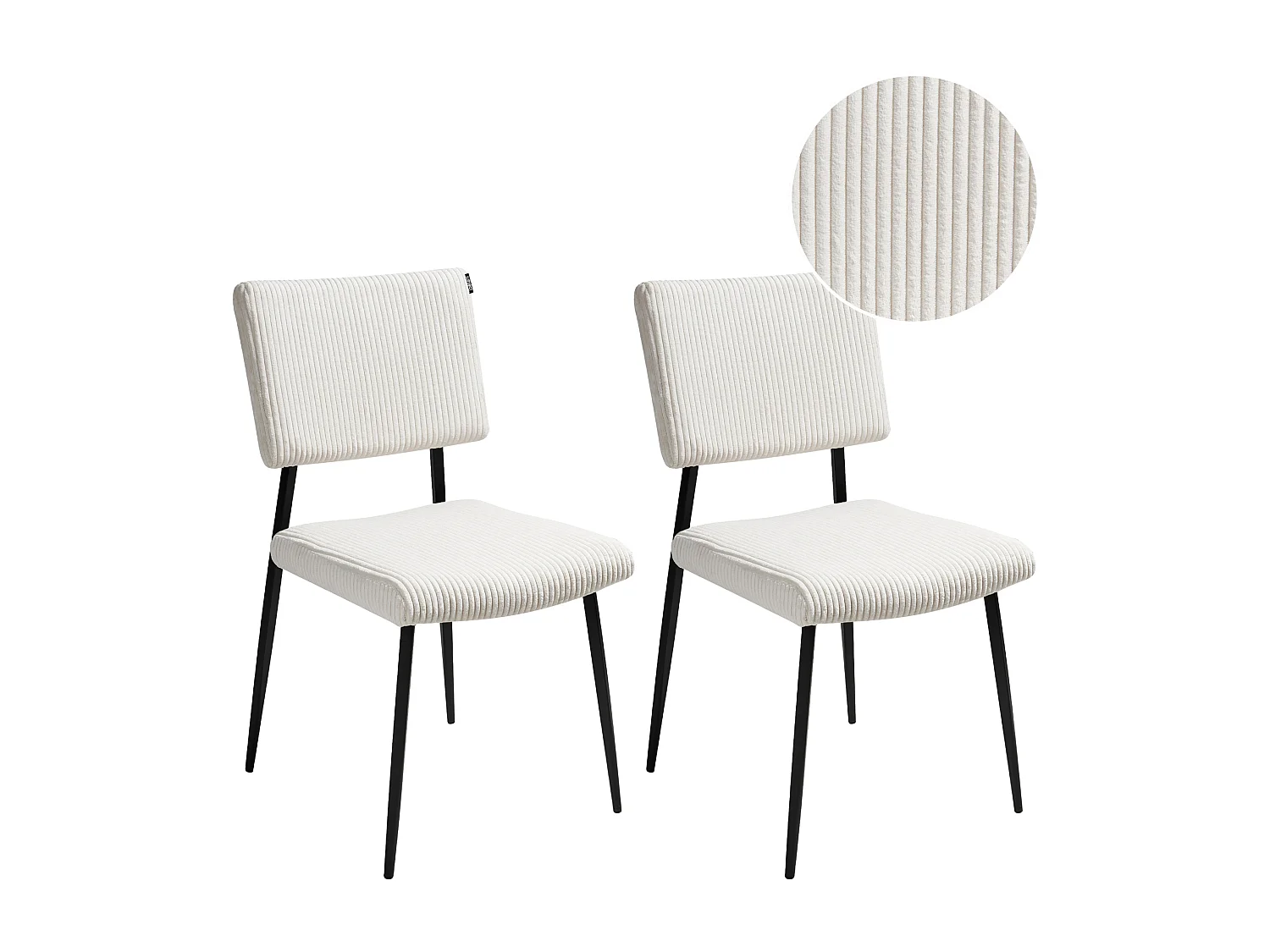 Lot de 2 chaises de salle à manger STURGIS Velours côtelé Blanc cassé