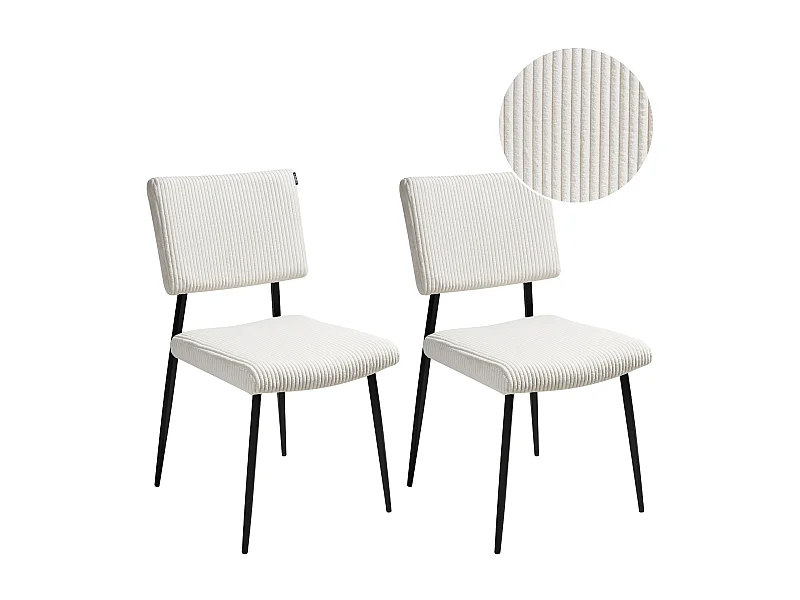 Lot de 2 chaises de salle à manger STURGIS Velours côtelé Blanc cassé