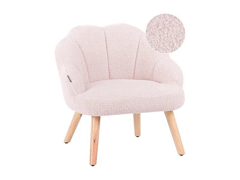 Poltrona per bambini bouclé rosa pastello MILAND