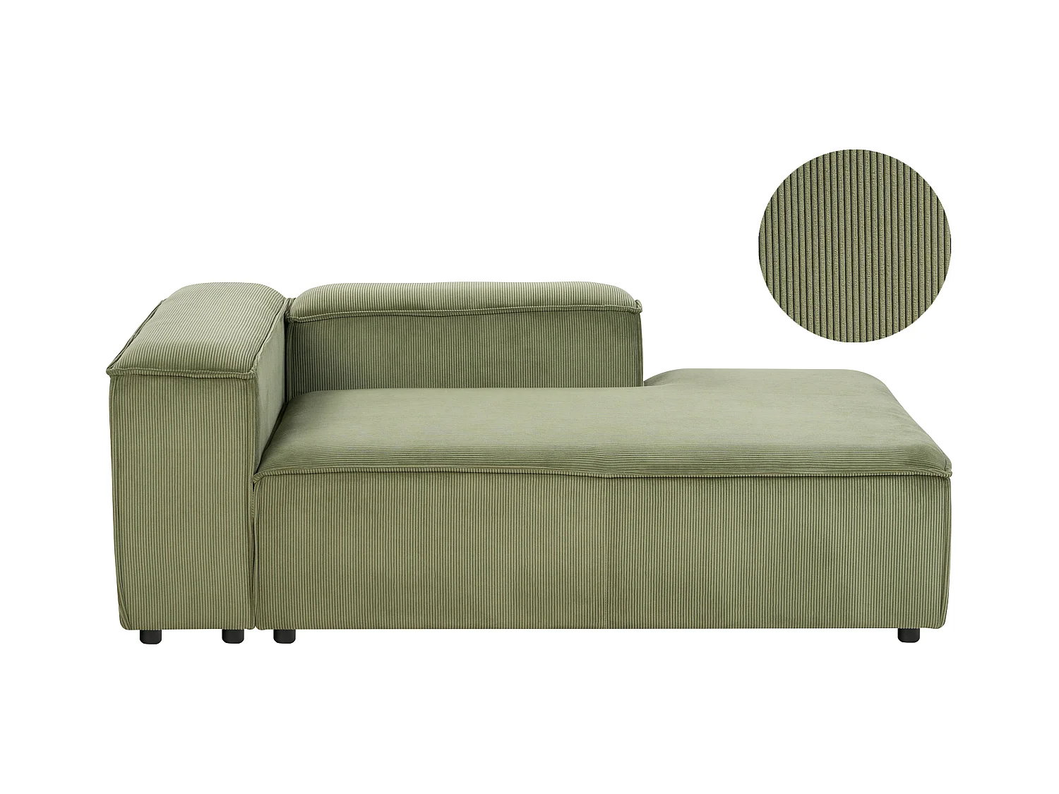 Chaise longue côté droite ARDAL Velours côtelé Vert