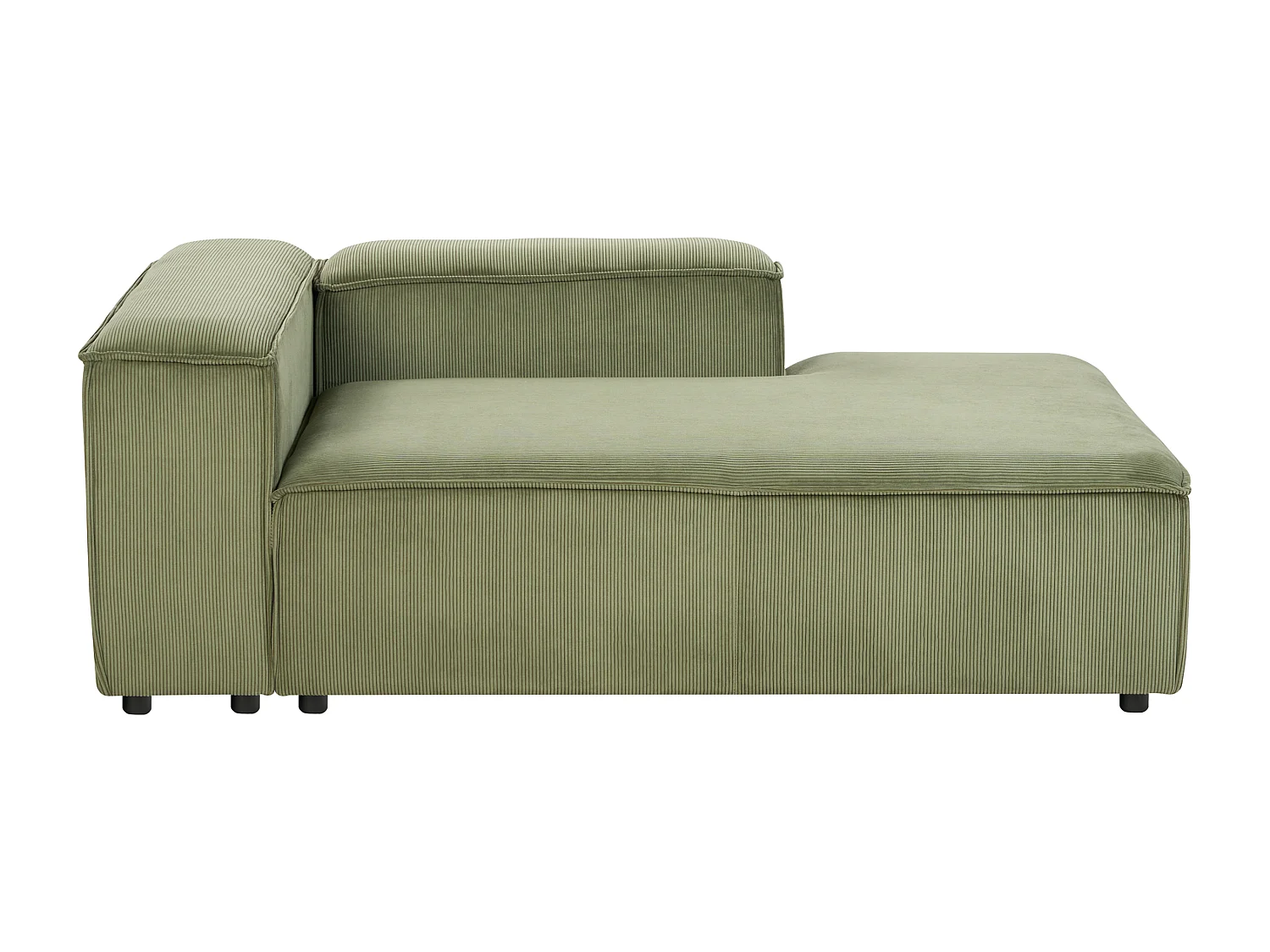 Modul-Chaiselongue Cord grün linksseitig mit niedriger Rückenlehne Ardal