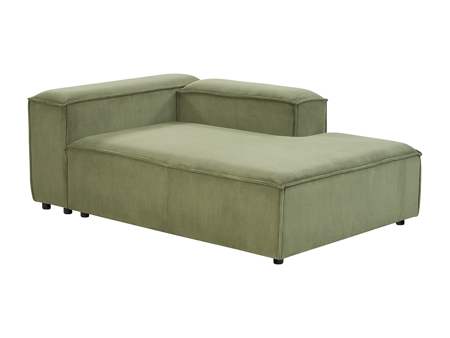 Modul-Chaiselongue Cord grün linksseitig mit niedriger Rückenlehne Ardal