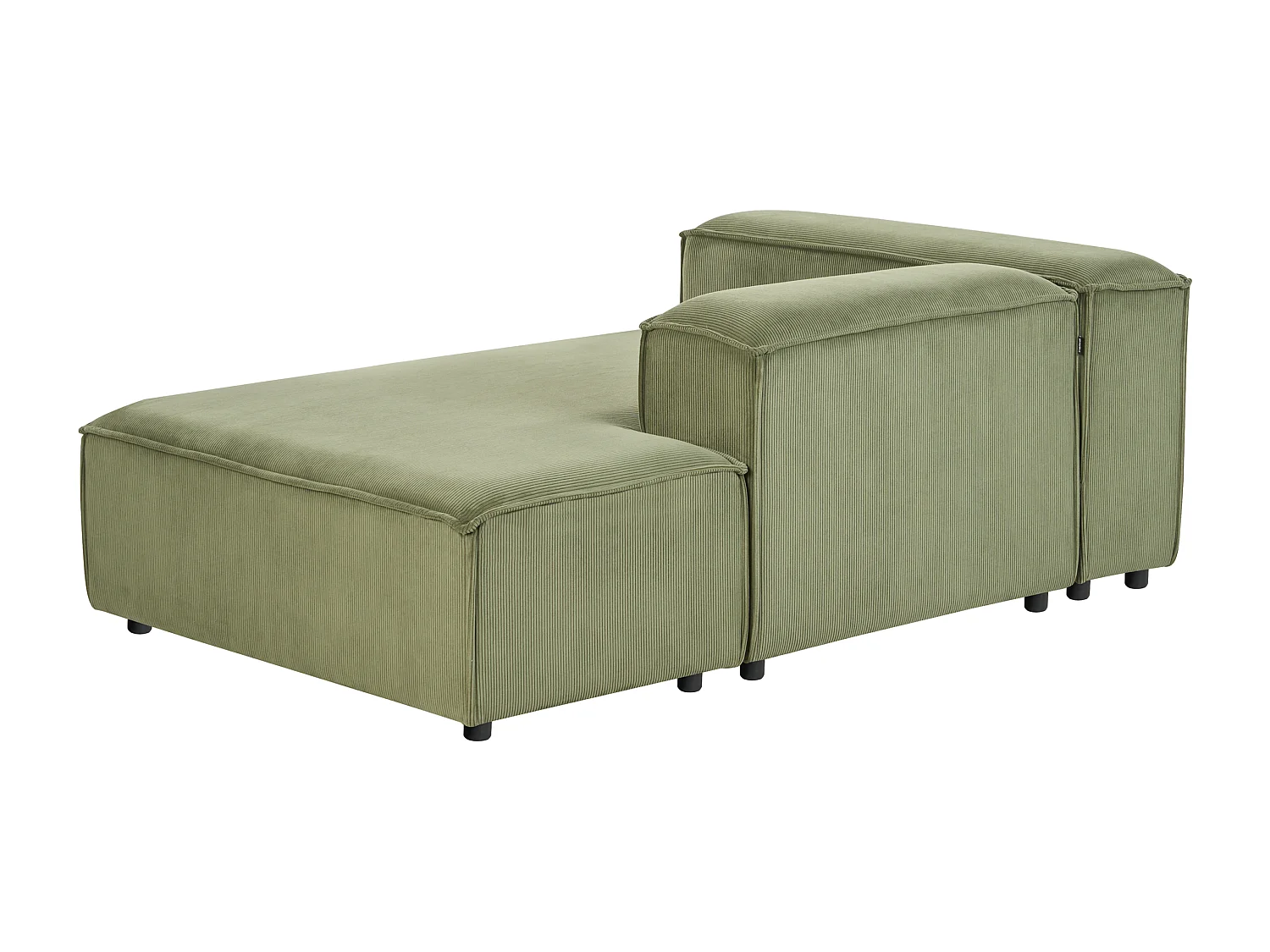 Modul-Chaiselongue Cord grün linksseitig mit niedriger Rückenlehne Ardal