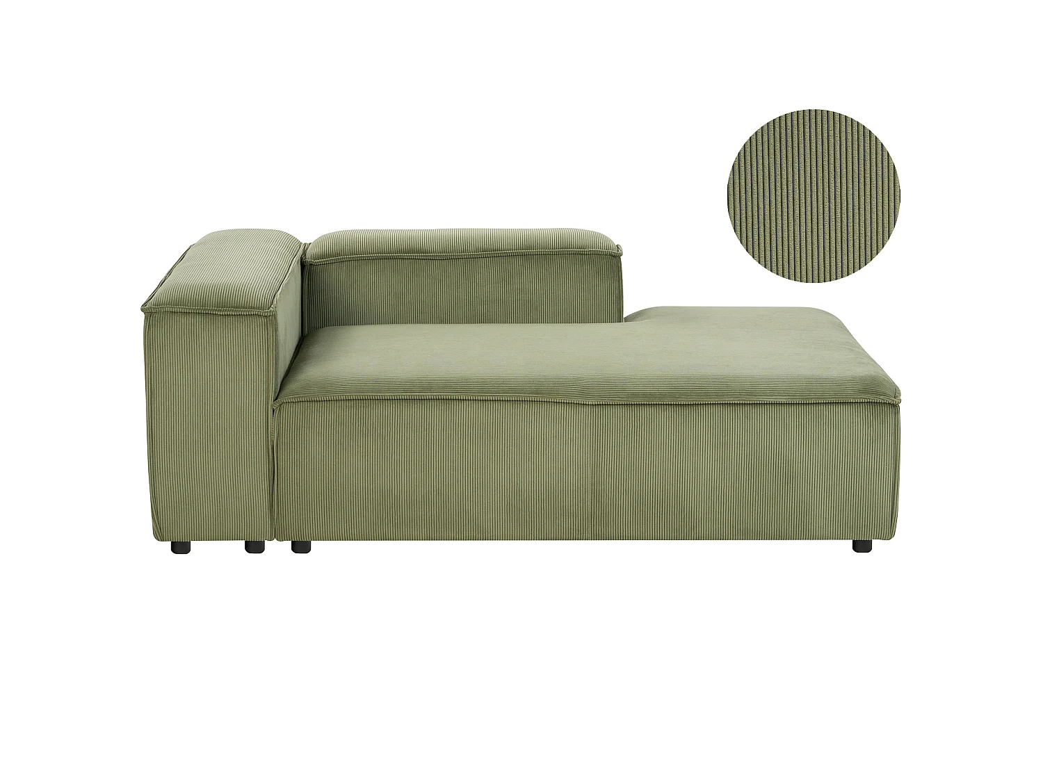 Chaise longue côté gauche ARDAL Velours côtelé Vert