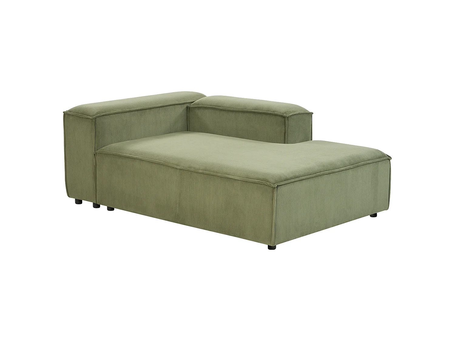 Chaise longue côté gauche ARDAL Velours côtelé Vert