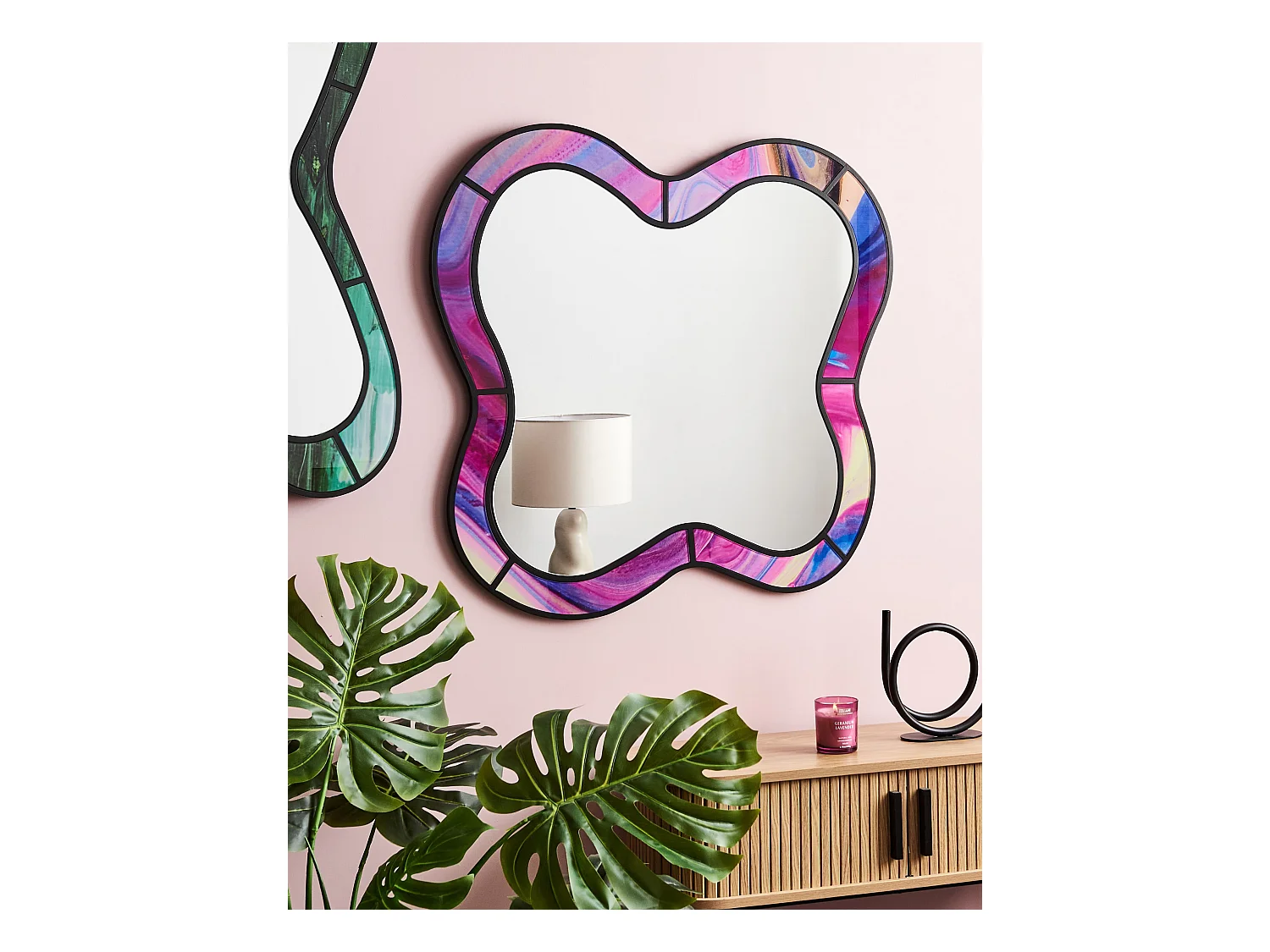 Miroir PULNOY 72 cm 80 cm Rose