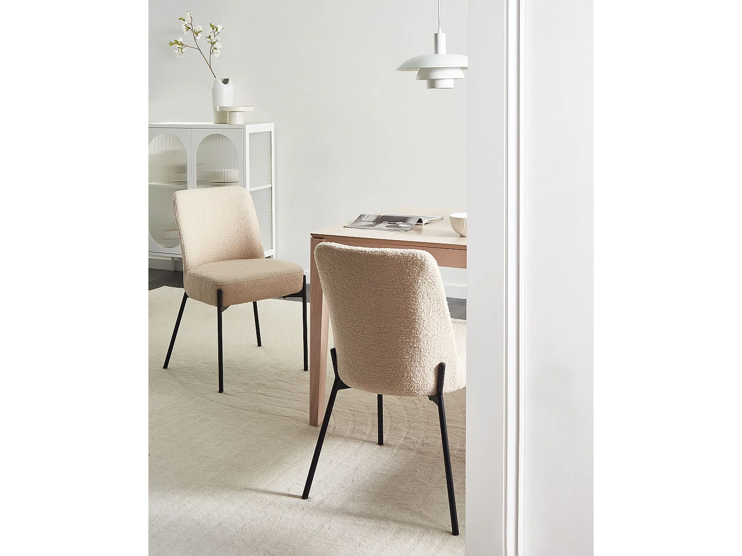 Lot de 2 chaises MALIN Bouclé Beige clair