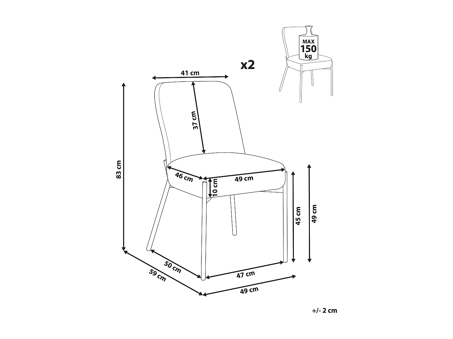 Lot de 2 chaises MALIN Bouclé Beige clair