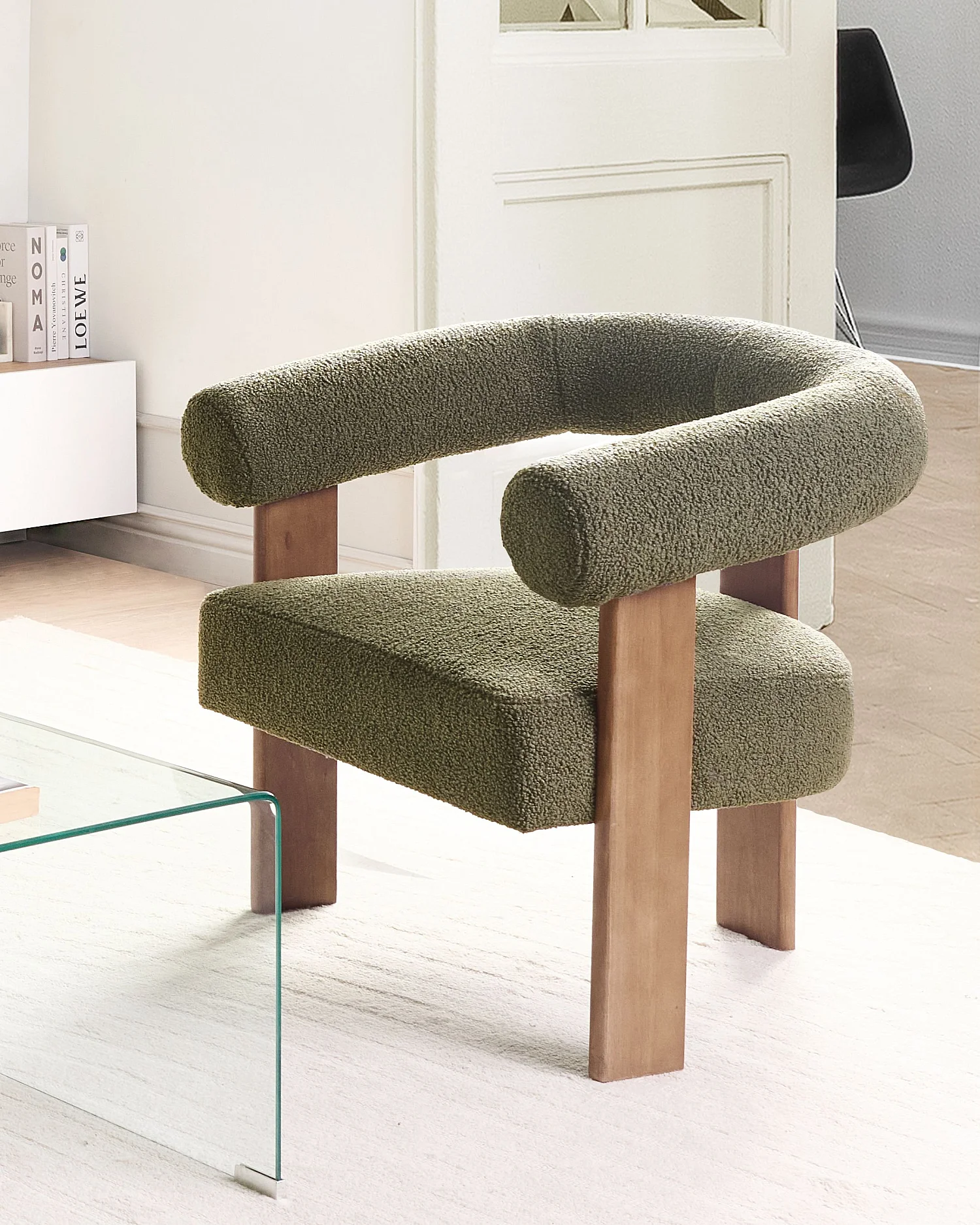 Poltrona ILBRO Bouclé Verde/ Marrone scuro