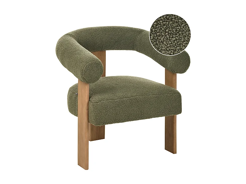 Poltrona ILBRO Bouclé Verde/ Marrone scuro