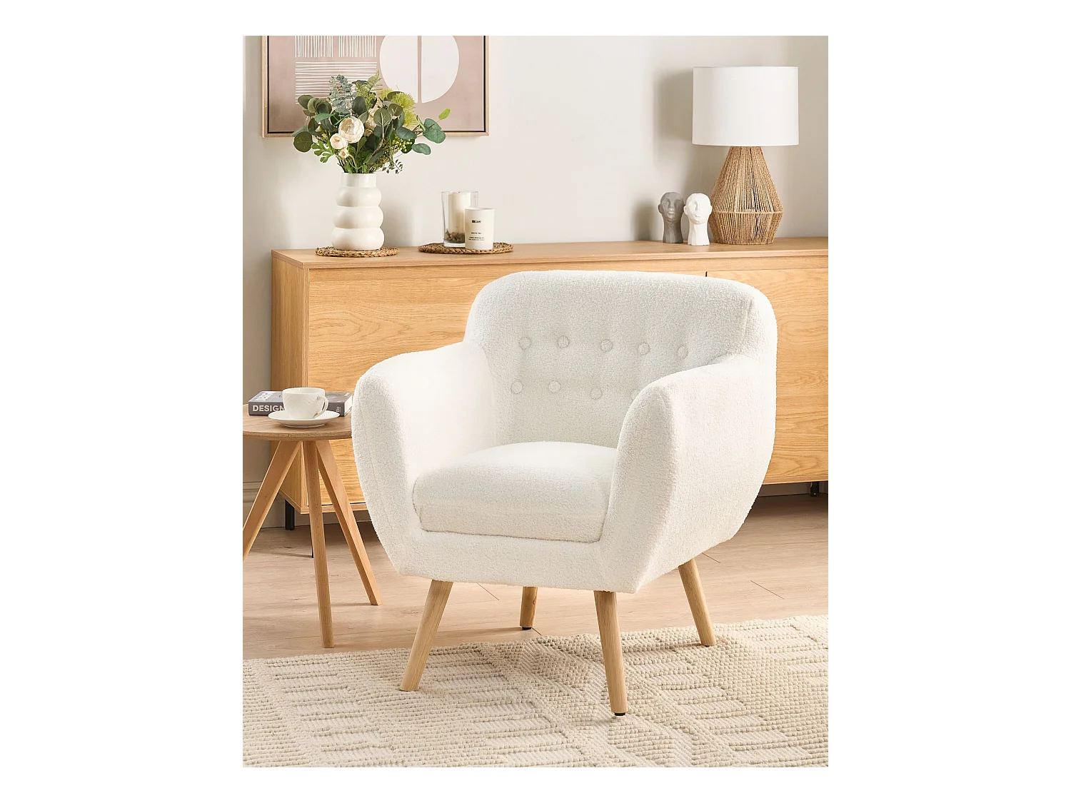 Fauteuil MELBY Bouclé Blanc