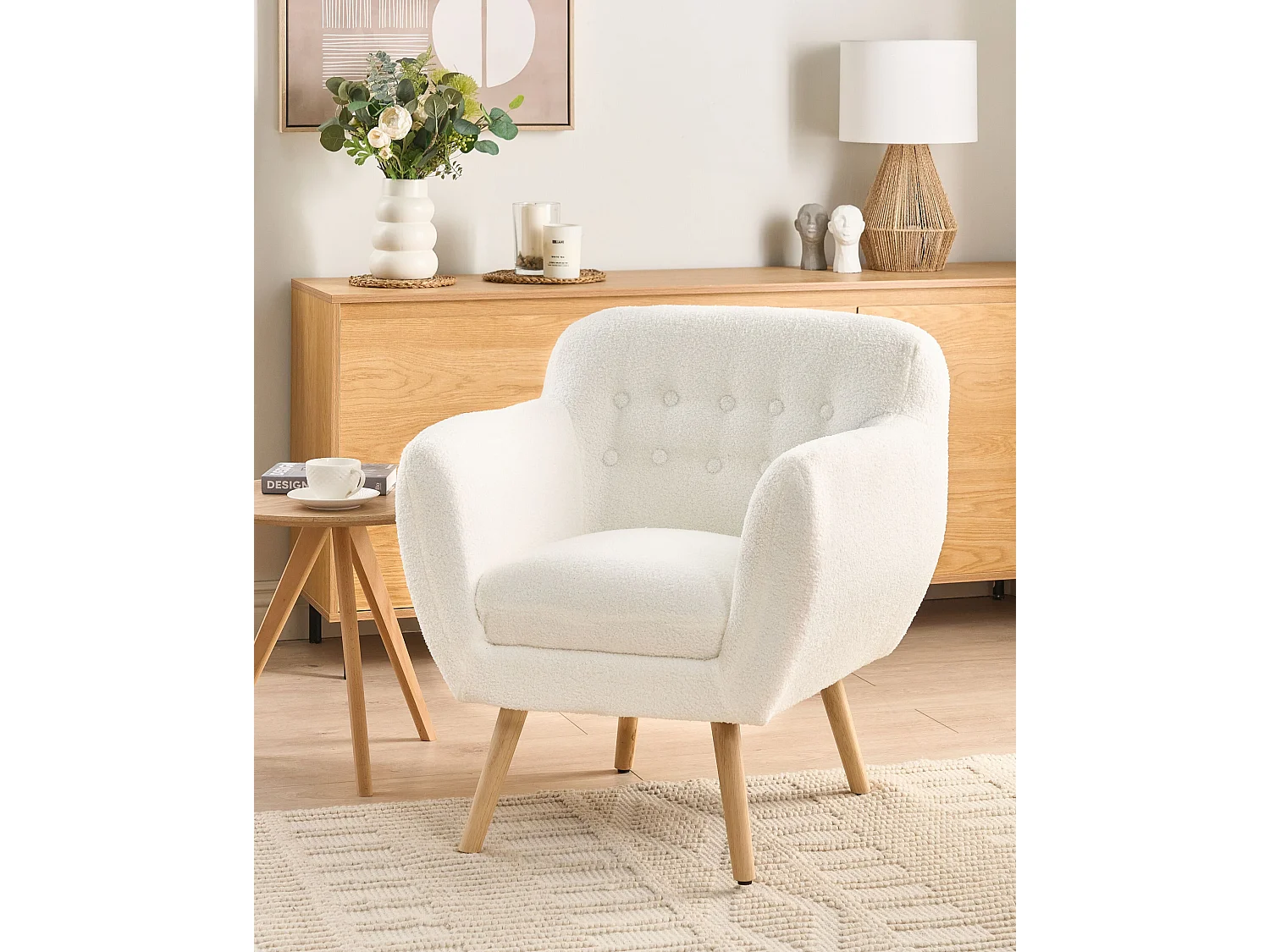 Fauteuil MELBY Bouclé Blanc